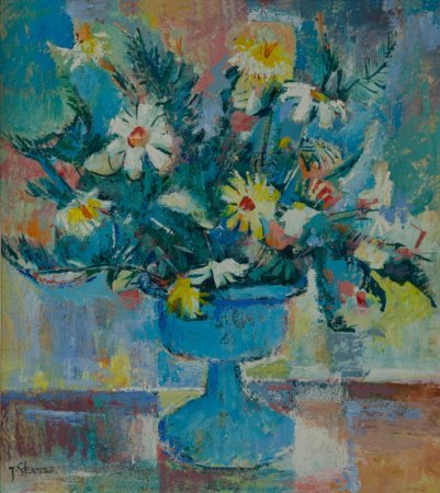 "Daisy in Blue", Acrylic, by John H. Stermer